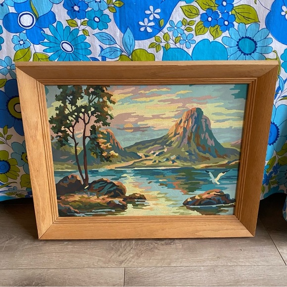 Vintage 1957 Ireland Paint by number paintings signed mountain scene wilderness - Picture 2 of 11